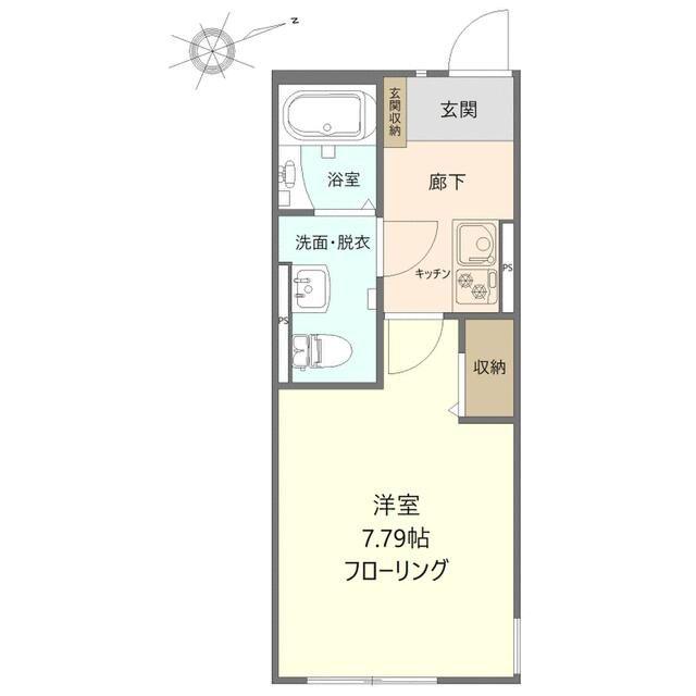 ヒルズ松戸(1K/2階)の間取り写真