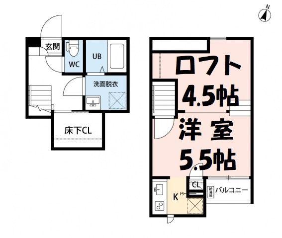 CB春日部カルモ(1K/2階)の間取り写真