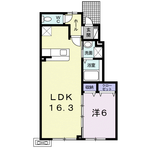 エミネンス和 六番館(1LDK/1階)の間取り写真