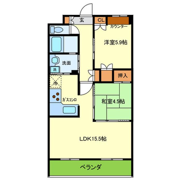 AMENITYCOURT K-I(2LDK/2階)の間取り写真