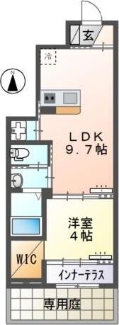 久留米白山町アパート(1LDK/1階)の間取り写真