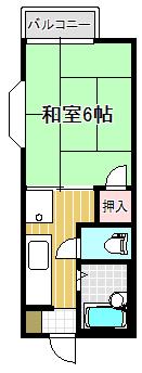 Jハイツ(1K/2階)の間取り写真