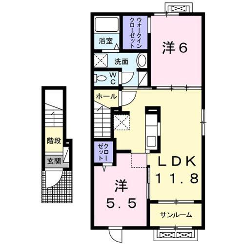 アミスターI(2LDK/2階)の間取り写真