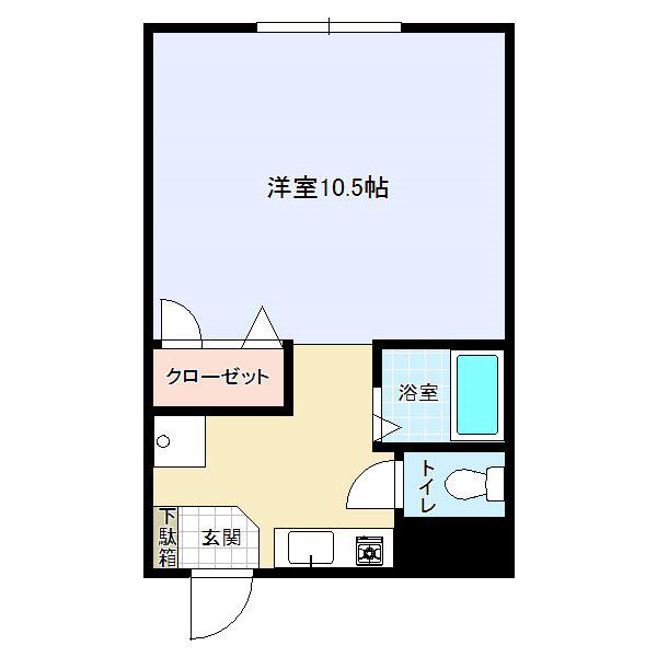 イーストビル(1K/2階)の間取り写真