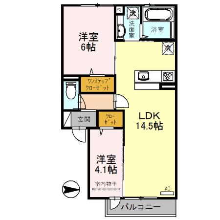 メゾン・ハルモニア W棟(2LDK/1階)の間取り写真