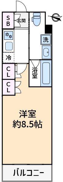 メイクスデザイン住吉アジールコート(1K/6階)の間取り写真