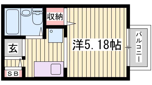 インタービレッジ八代(1K/2階)の間取り写真
