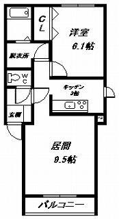 BRUN CUBE I(1LDK/2階)の間取り写真