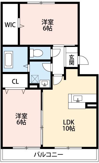 ボナール亀山(2LDK/3階)の間取り写真