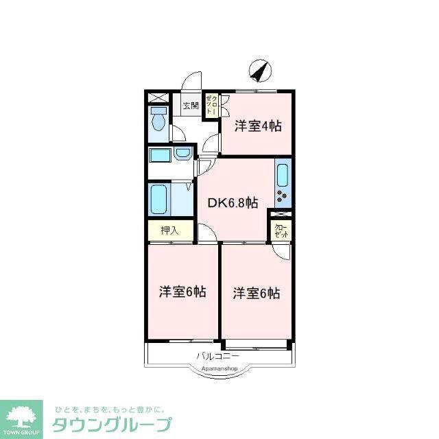 グリーンヒルマンション(3DK/1階)の間取り写真