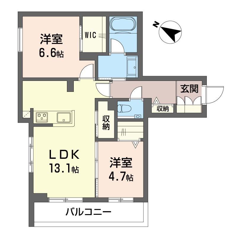ロゼ アーブル(2LDK/4階)の間取り写真