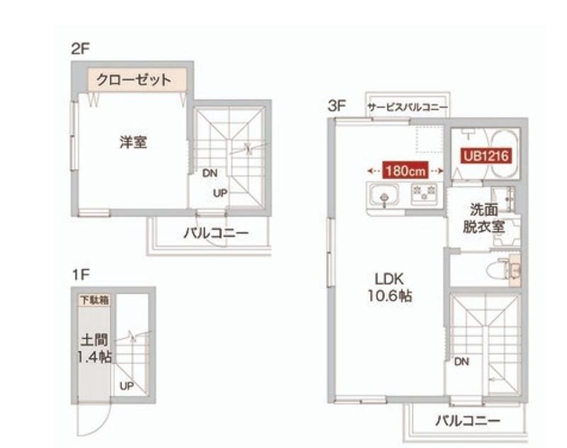 カルマーレ(1LDK/2階)の間取り写真