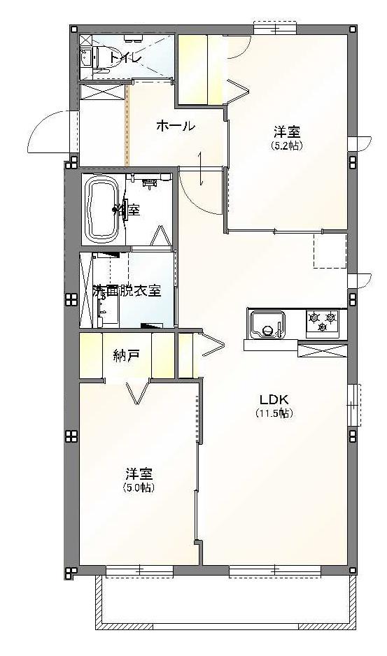 VILLA SOLARE(2LDK/2階)の間取り写真