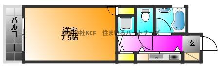 ロマネスク東町(1K/6階)の間取り写真