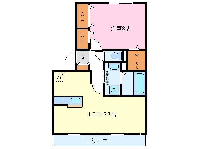 Rルミエール(1LDK/2階)の間取り写真