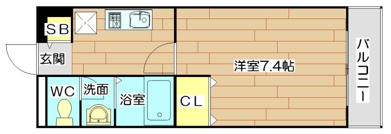 ブラオ高槻(1K/1階)の間取り写真