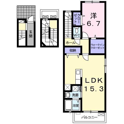 メゾン ド カラン(1LDK/3階)の間取り写真