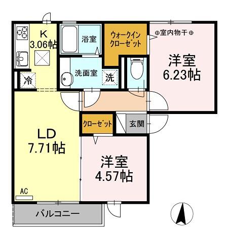 アンジェリカ(2LDK/1階)の間取り写真