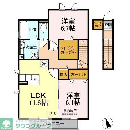 ハイムひなた(2LDK/2階)の間取り写真