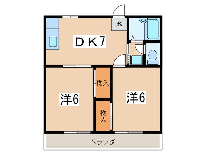 パティオ・エム(2DK/2階)の間取り写真