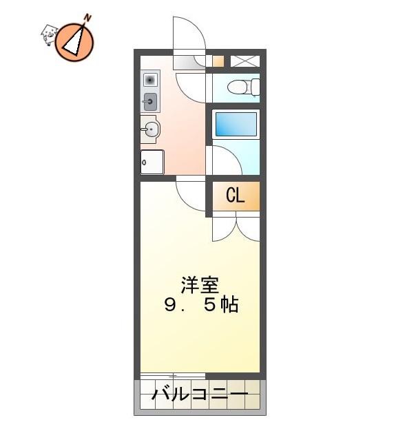 シャトル沖浜(1K/2階)の間取り写真
