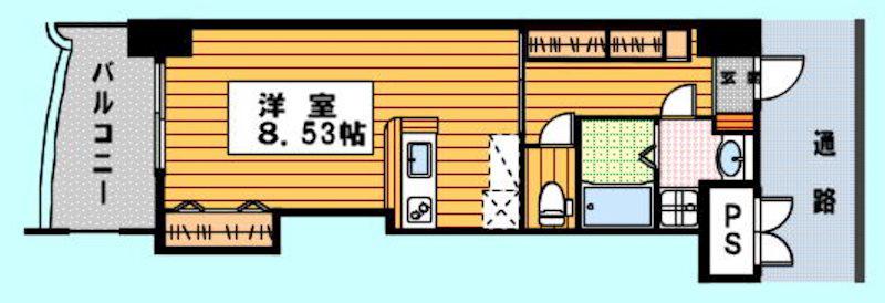 ロイヤルリバービュー(1K/5階)の間取り写真
