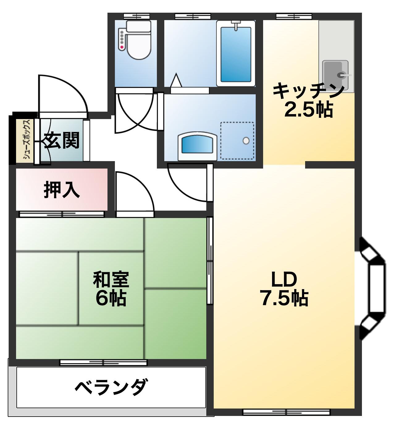 ベルジュ(1DK/1階)の間取り写真