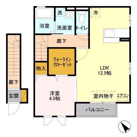 ロート パルーデ(1LDK/2階)の間取り写真