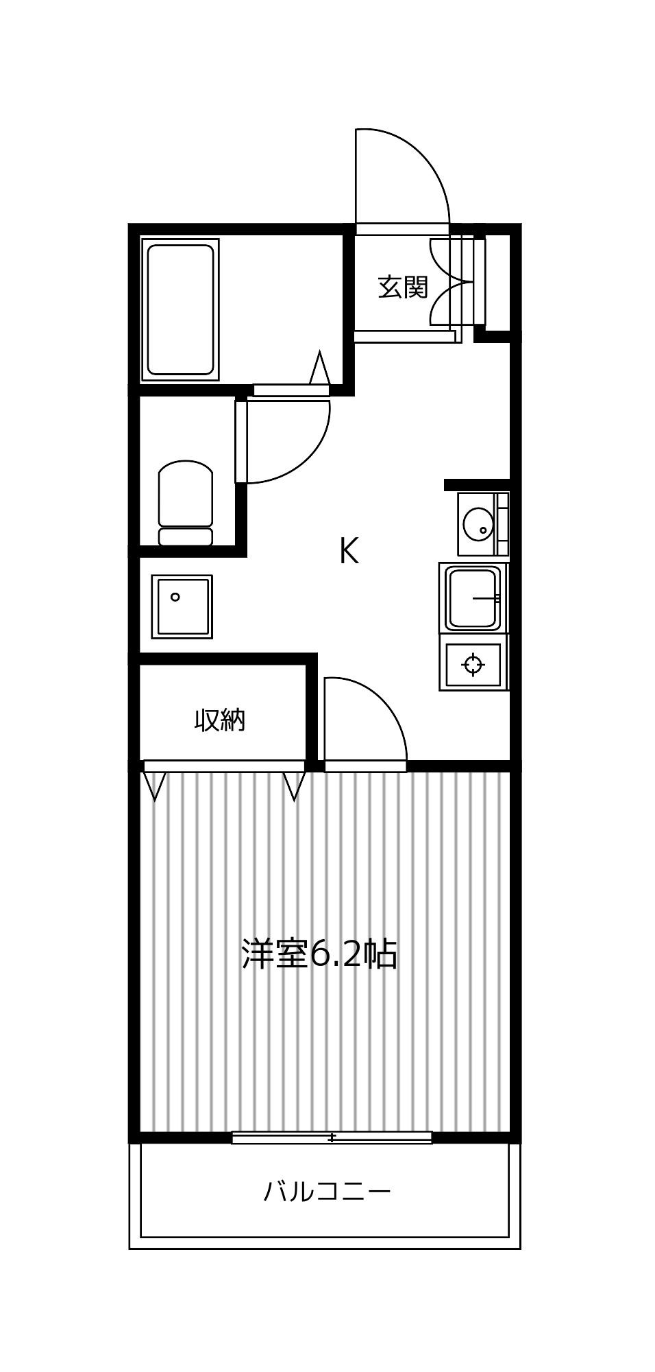 ツカサ3(1K/1階)の間取り写真