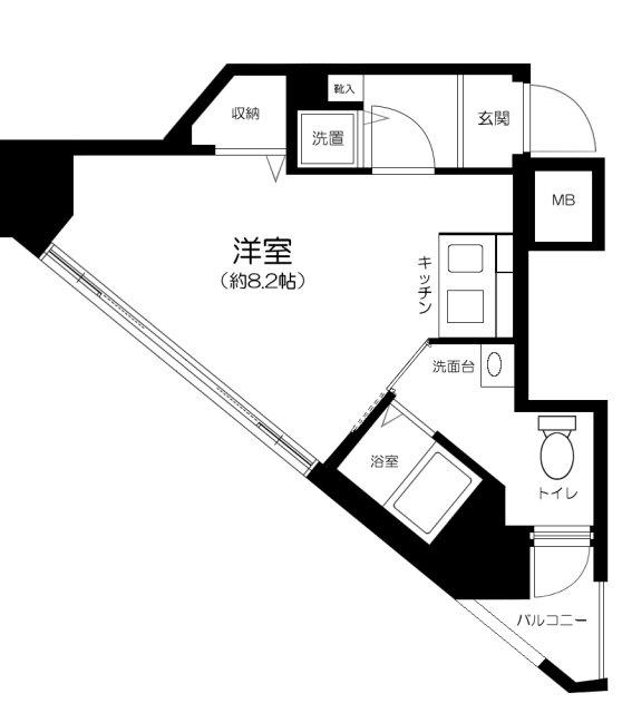 スパシエルクス五反田(1K/3階)の間取り写真