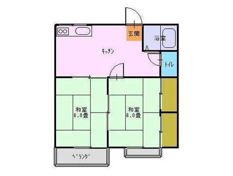 フォレストコーポA(2DK/2階)の間取り写真