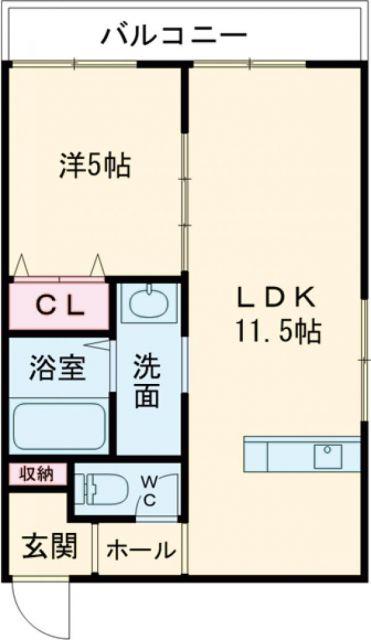ピーススクエア小松島(1LDK/3階)の間取り写真
