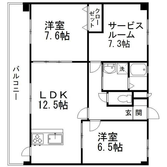 TTM・CALM(2SLDK/7階)の間取り写真