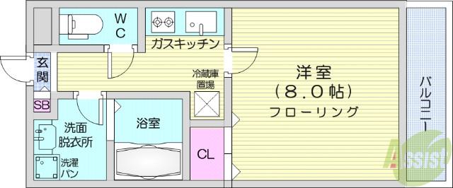 チュアリーヒルズⅠ(1K/5階)の間取り写真