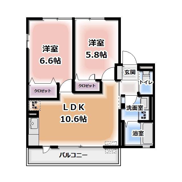 ファミール狐ヶ崎(2LDK/2階)の間取り写真