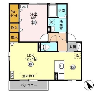 アーバンコートD202(1LDK/2階)の間取り写真