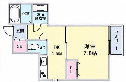 アールグランツ一乗寺(1DK/1階)の間取り写真