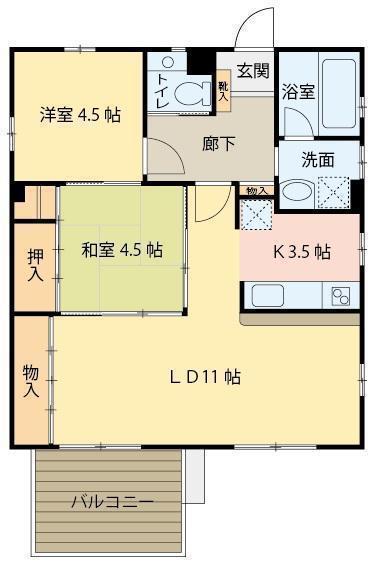 フランジュール(2LDK/1階)の間取り写真