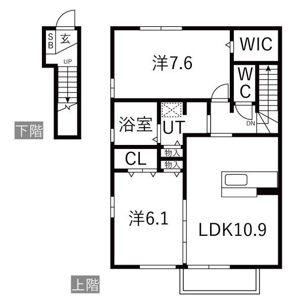 グランアリビエ(2LDK/2階)の間取り写真