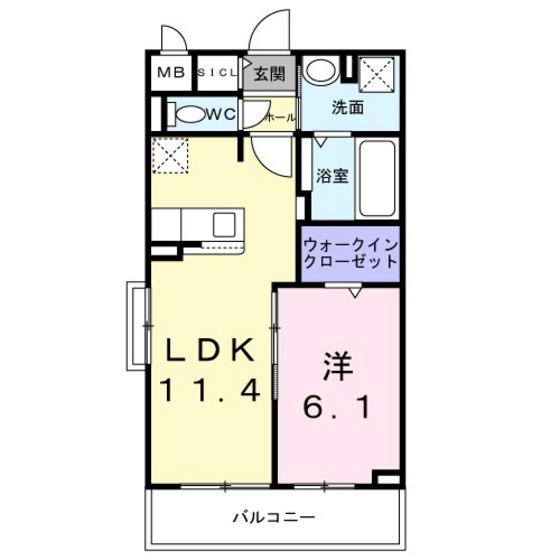 フラワーベル(1LDK/3階)の間取り写真