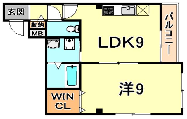ハイツ甲南山手(1LDK/3階)の間取り写真