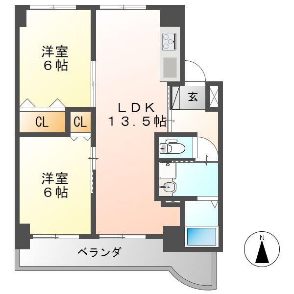 アンドウビル(2LDK/3階)の間取り写真