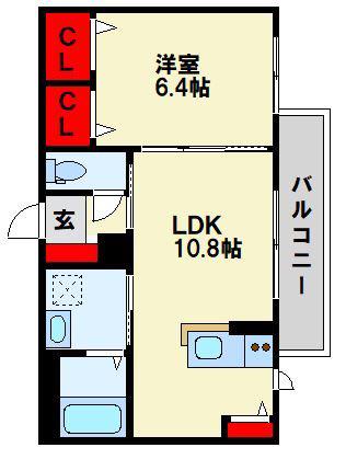 アプリK (1LDK/1階)の間取り写真