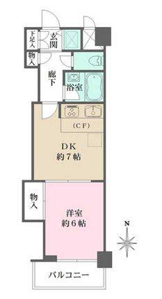 藤和シティーコープ若林(1DK/4階)の間取り写真