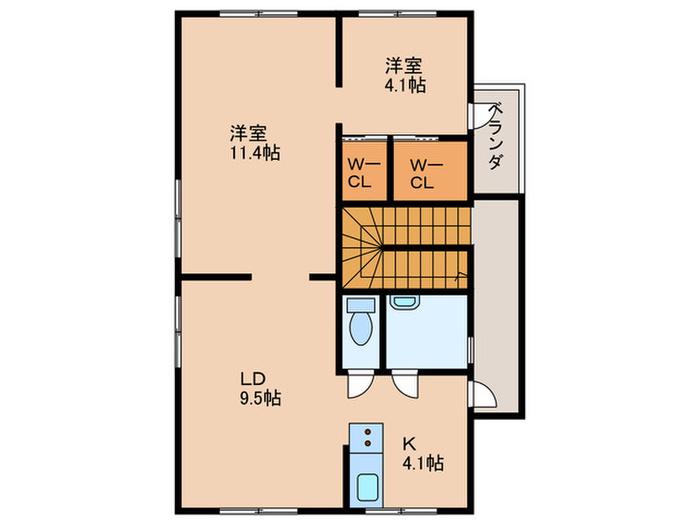 猩々山マンション(2LDK/3階)の間取り写真