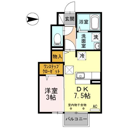 郡山レジデンス A(1DK/1階)の間取り写真