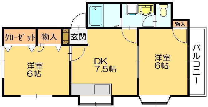 サンシャイン篠栗C(2DK/1階)の間取り写真