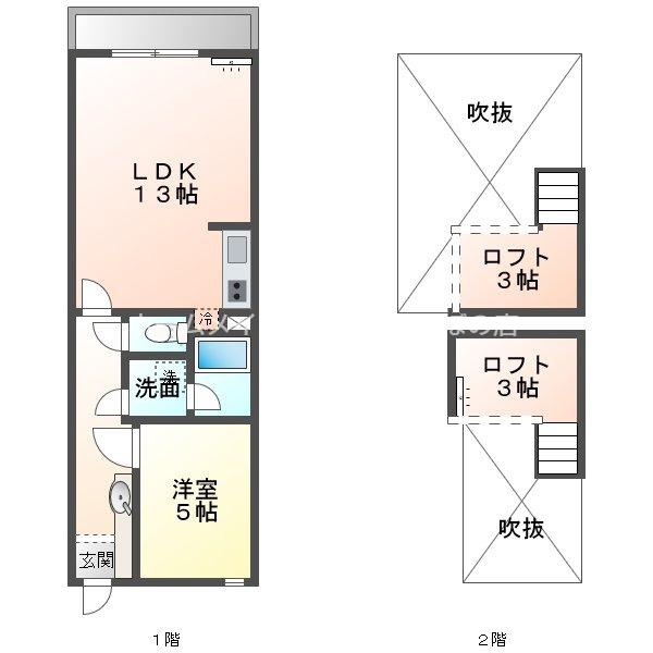 セザンヌ原町(1LDK/2階)の間取り写真