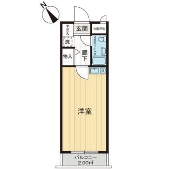 ライオンズマンション清瀬第二(ワンルーム/3階)の間取り写真