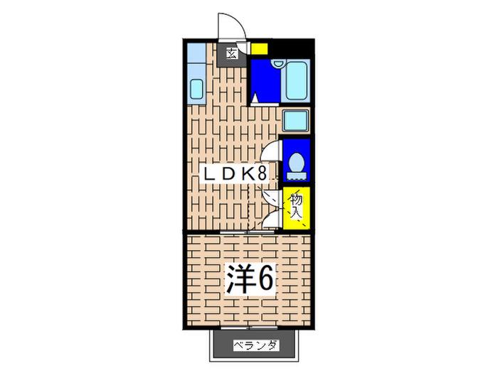 パルコート34 B棟(1LDK/2階)の間取り写真